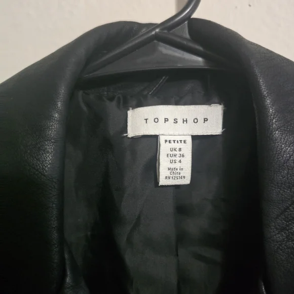 Topshop Black Leather Biker Jacket - Picture 5 of 11